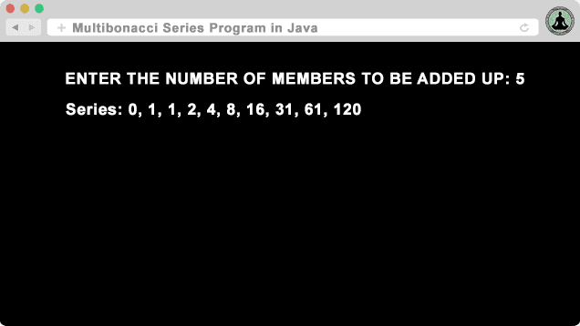 Multibonacci Series Program in Java 