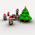 Wallpapers de Navidad - Feliz Navidad - Pingüinos construyendo árbol navideño 