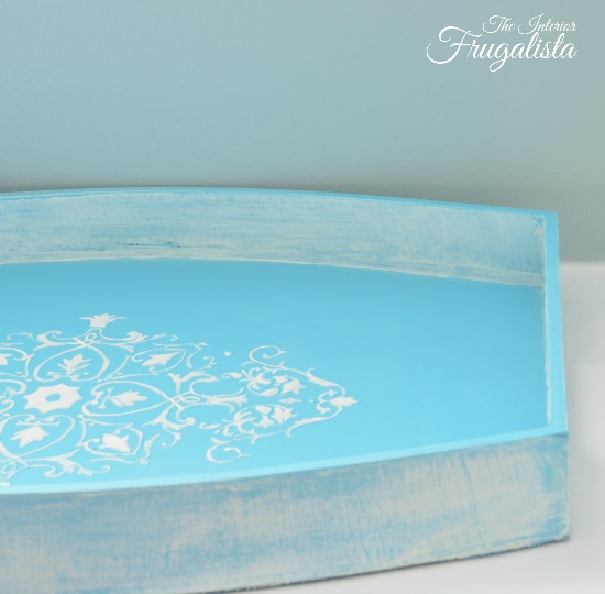 Plastic Serving Tray dry brushed with white chalk paint