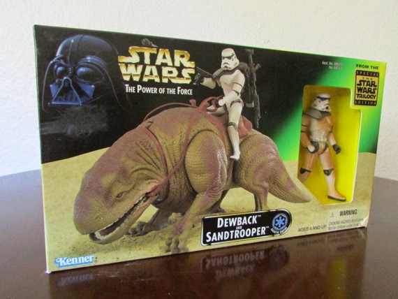 Dewback and Sandtrooper - Star Wars Power of the Force - Green Box - Action Figure w/Creature Plays