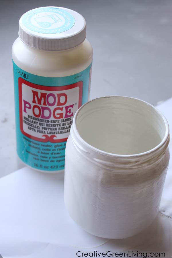 Use dishwasher safe Mod Podge to seal the outside of your unicorn mason jar craft
