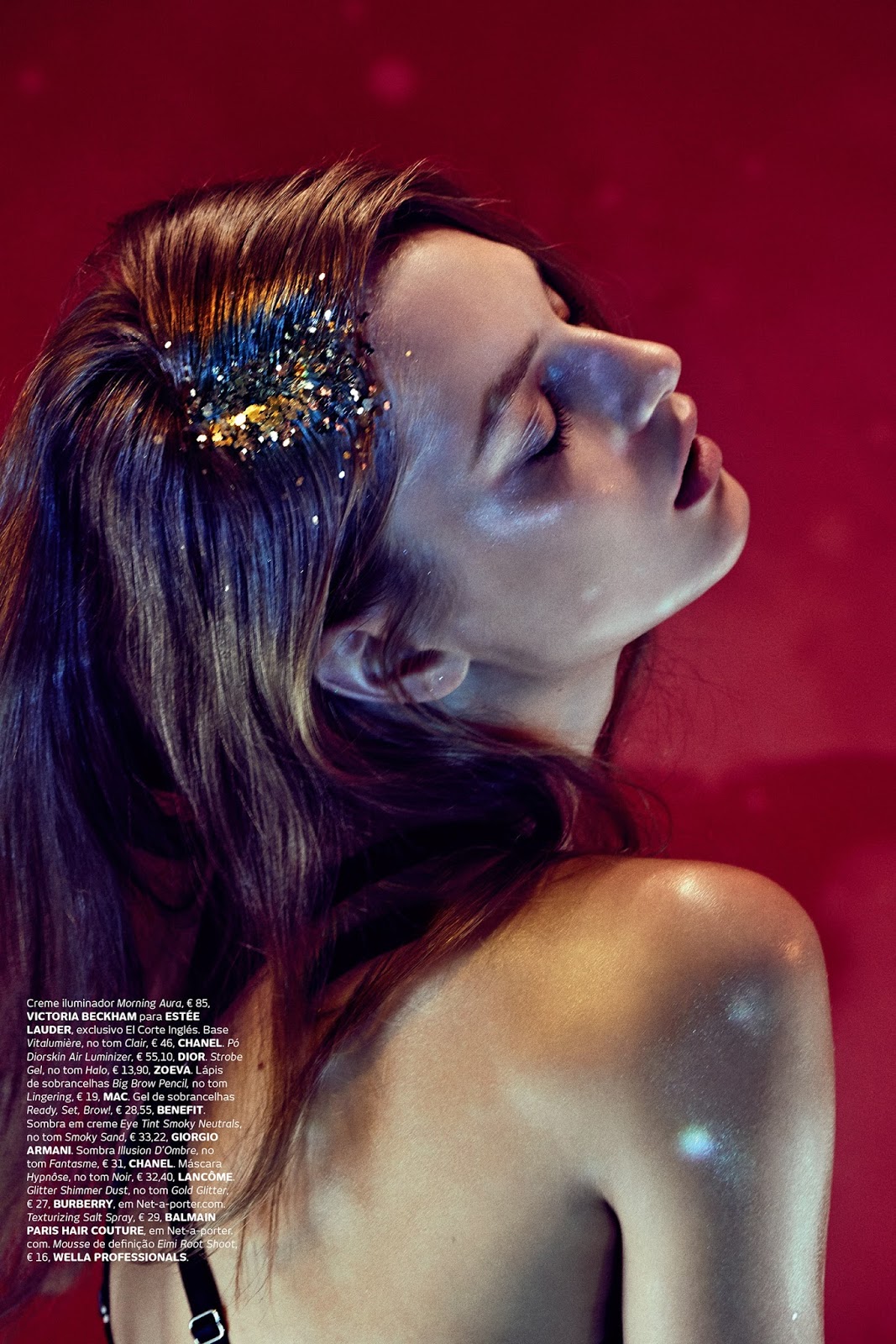 Vogue Portugal December 2016 Glitter Party Beauty Editorial with