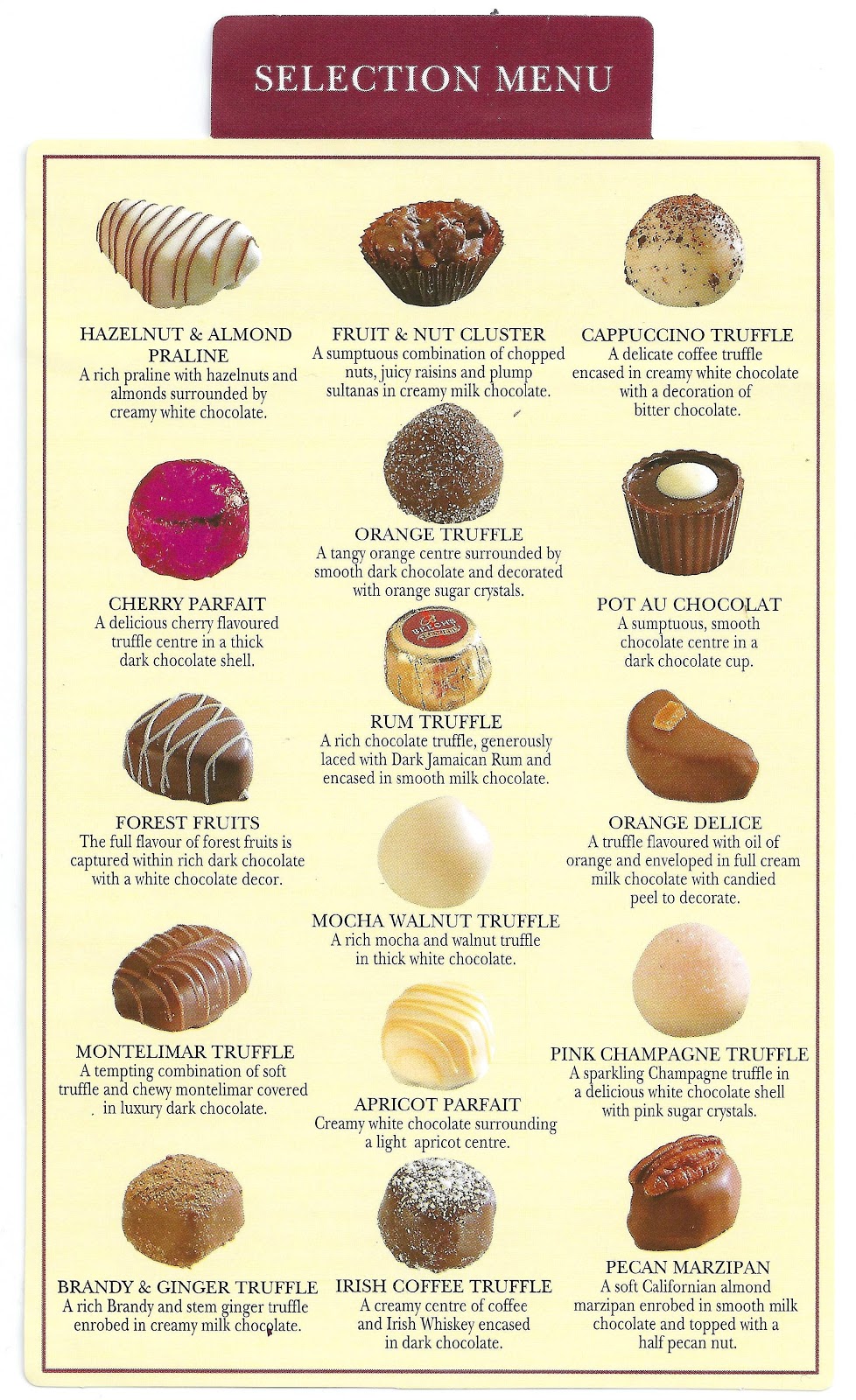 Past Print Chocolate box menus / part one