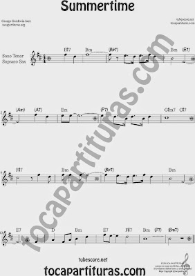 Summertime de Partitura de Saxofón Soprano y Saxo Tenor Sheet Music for Soprano Sax and Tenor Saxophone Music Scores