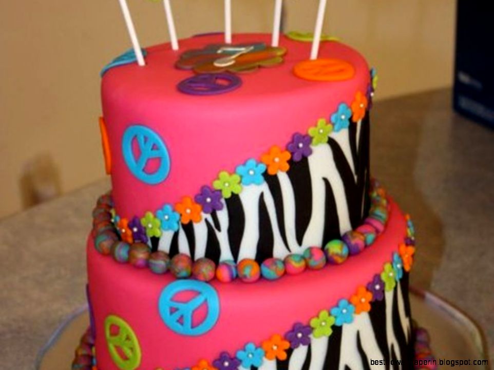Zebra Print And Peace Sign Cake 2 Tone