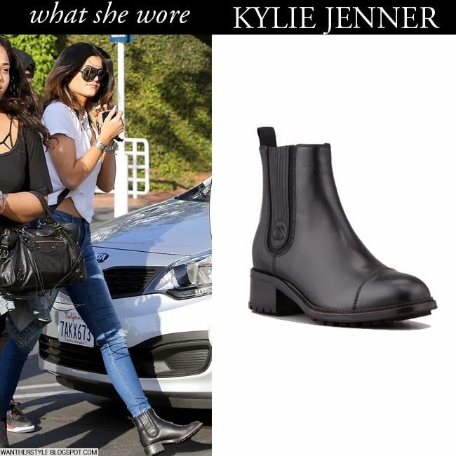 WHAT SHE WORE: Kylie Jenner in black leather ankle chelsea Chanel boots on January 22 ~ I want