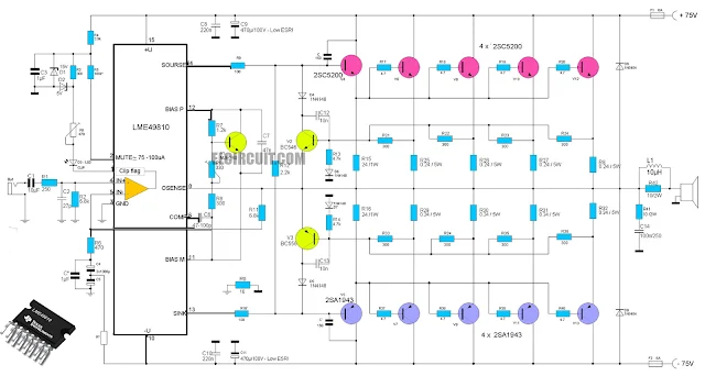 High-End Power Amplifier LME49810 2SC5200 2SA1943 Circuit Diagram