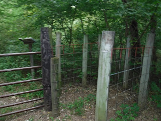 barrier at entrance to hiking trail at Five Ridge Prairie in Westfield, Iowa