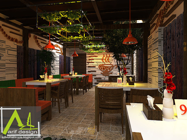 Desain Cafe tropis Outdoor / Garden Cafe rumah tropis