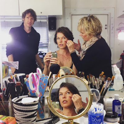 Milla Jovovich makeup session for Resident Evil The Final Chapter