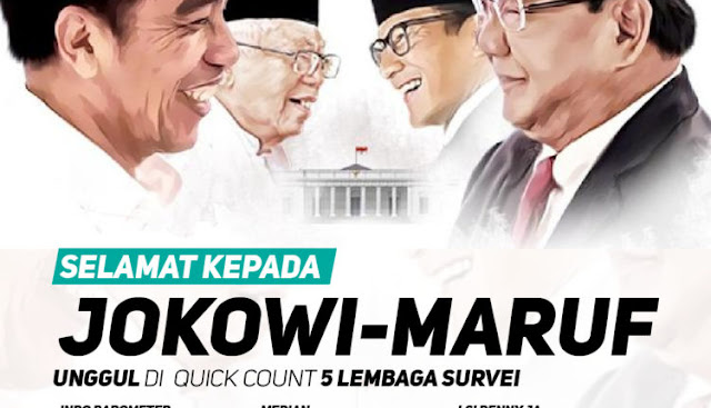 Hitung Cepat Lima Lembaga Survei Perkuat Kemenangan Jokowi-Ma’ruf