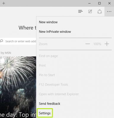 Tampilan pengaturan pada Microsoft Edge