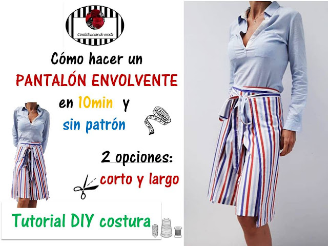 Cómo hacer un pantalón envolvente en 10 min. y sin patrón. DIY costura. Wrap pants