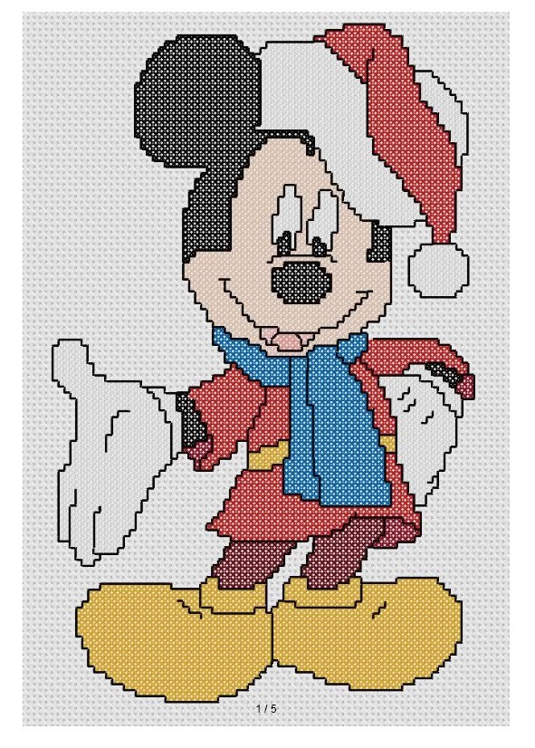 free Christmas cross stitch and crafts: Santa Mickey