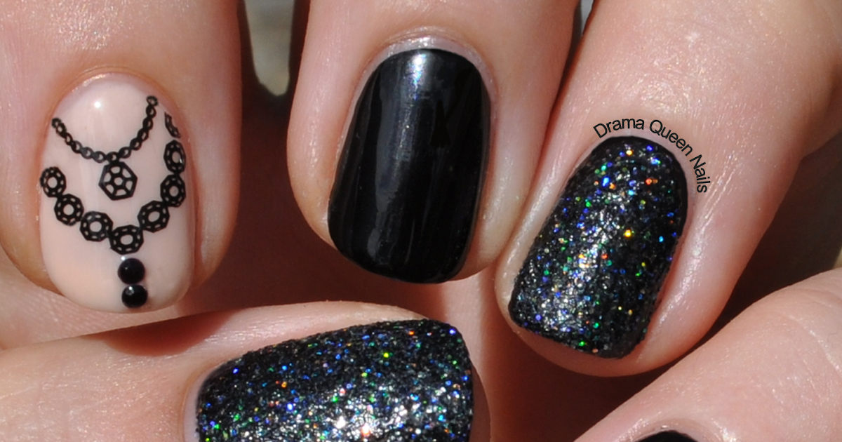 Drama Queen Nails: Black diamonds and BYS Glitterdust