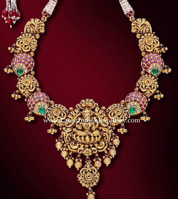 Gemstone Studded Temple Necklace