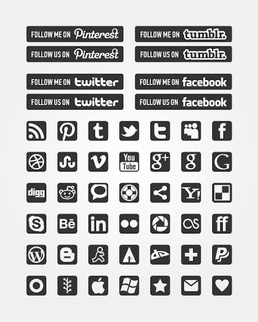 iconos negros redes sociales