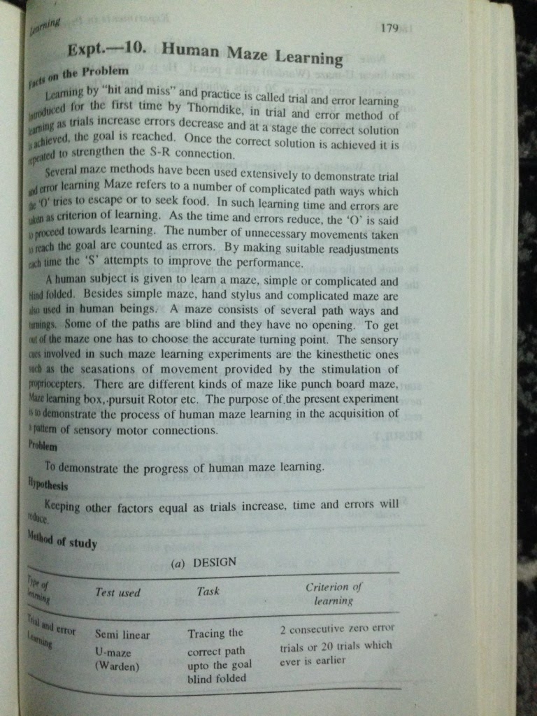 DEEP BSW 1st year Experiment on human maze learning