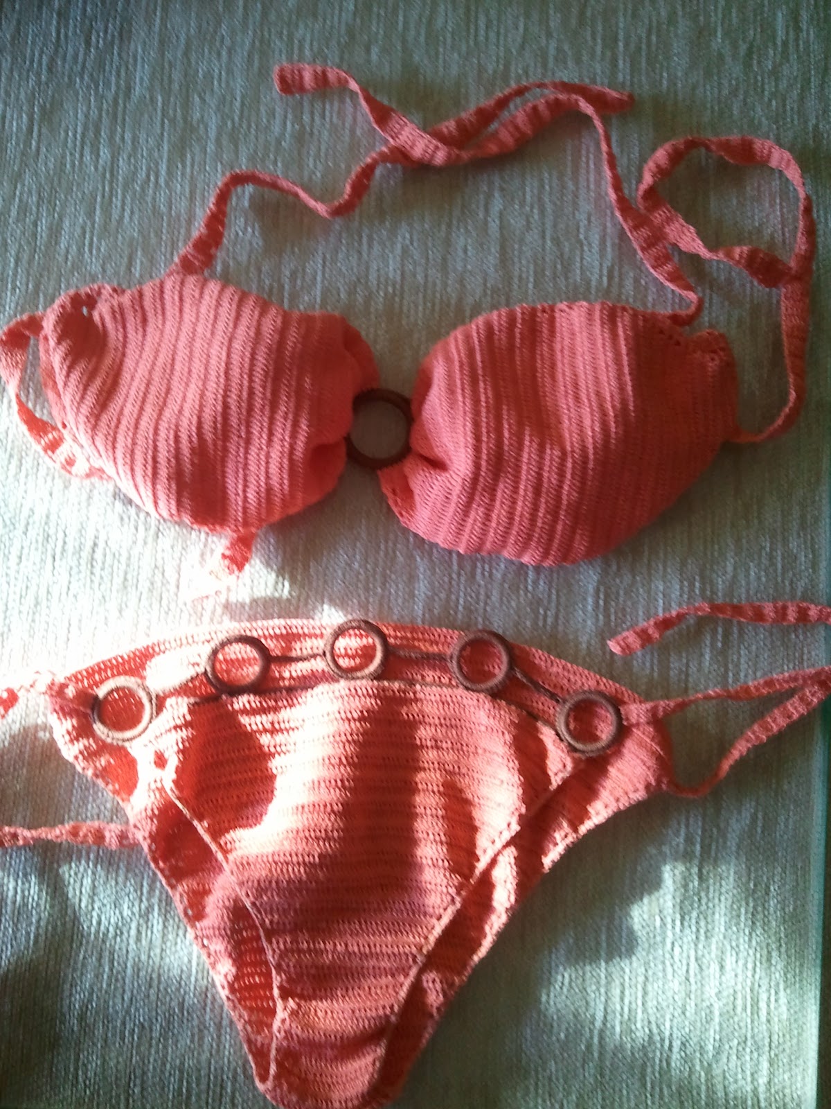 Bikinis De Crochet Coren Bikini Color Coral Mujer.