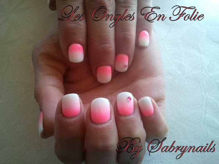 Ongle Rose Fluo Et Blanc Les Ongles en Folie By Sabrynails: Dégradée Rose Fluo Et Blanc