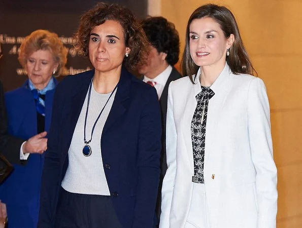 Queen Letizia wore Hugo Boss Pantsuit, Magrit Pumps at Rare Diseases Day Events at El Prado Museum