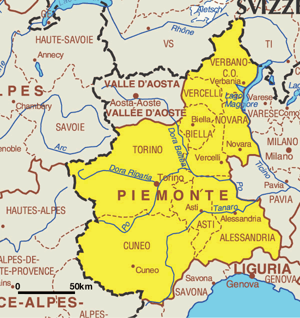 Piemonte Mapa de la Ciudad | Mapa de Italia Ciudades