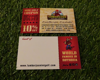 A flyer / coupon from Lumberjax Mini Golf A flyer / coupon from Lumberjax Mini Golf