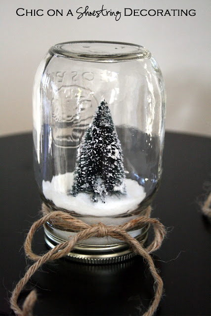 Kids Craft: Dollar Store Waterless Snow Globes by Chic on a Shoestring Decorating blog