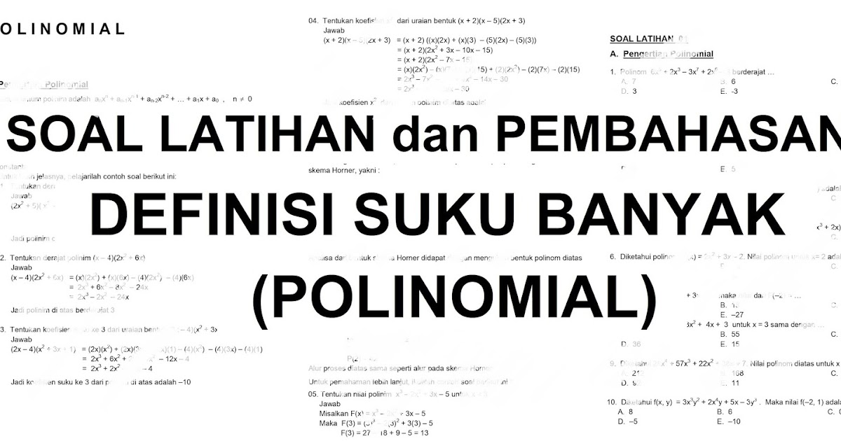 Matematika Dasar Sma Soal Latihan Dan Pembahasan Definisi Suku Banyak Polinomial Defantri Com