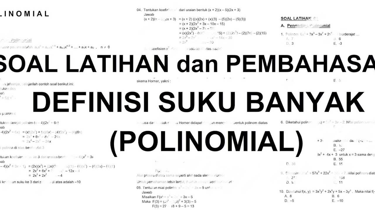 Matematika Dasar Sma Soal Latihan Dan Pembahasan Definisi Suku Banyak Polinomial Defantri Com