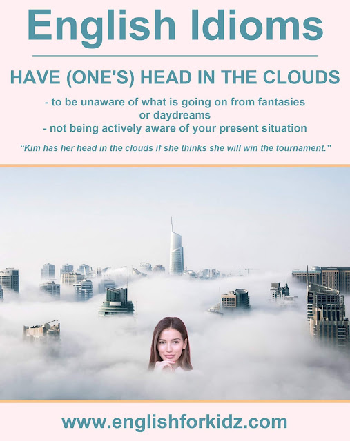 English idiom picture - have head in the clouds