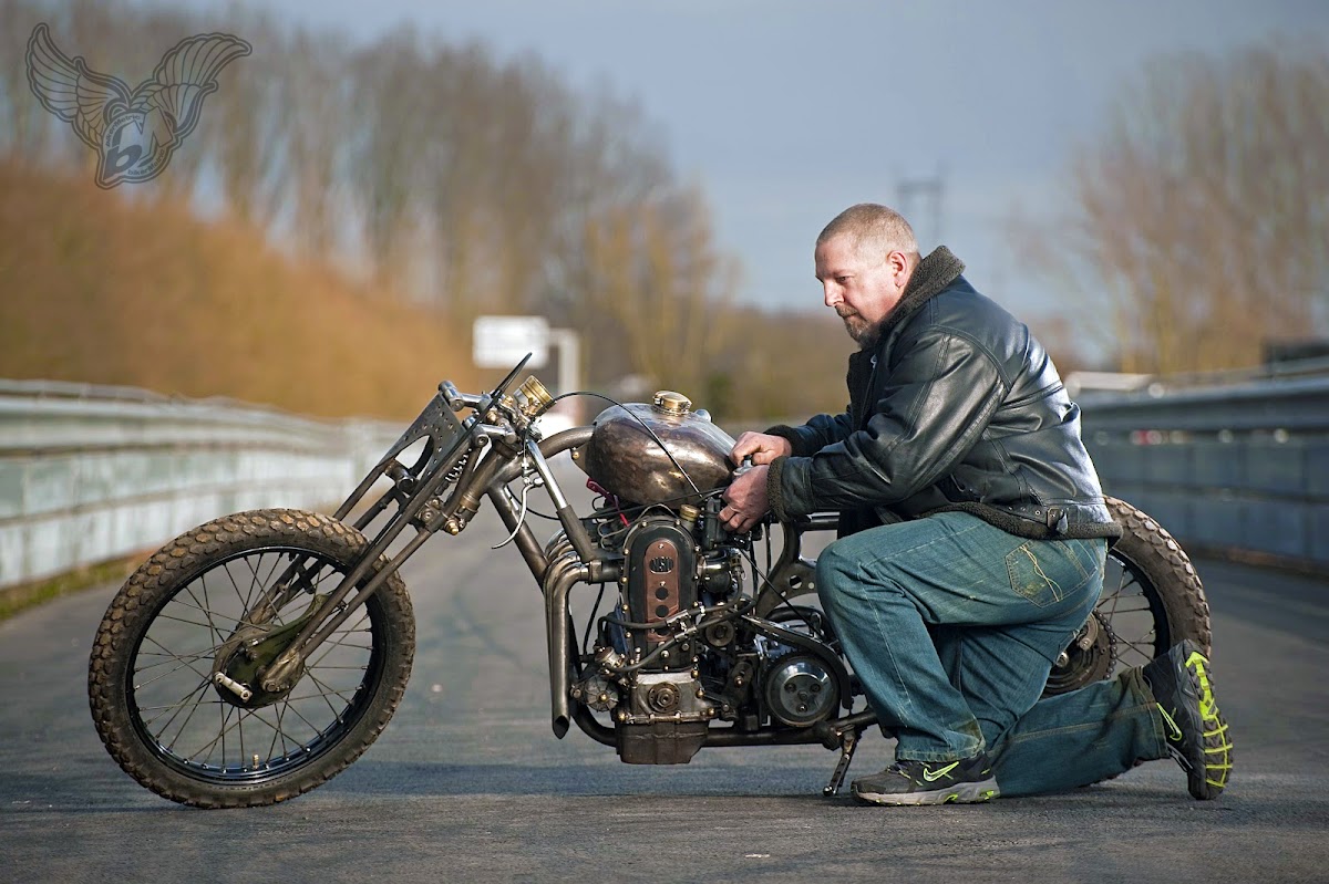 robbie with his gnarly nsu chopper | photo by floris velthuis