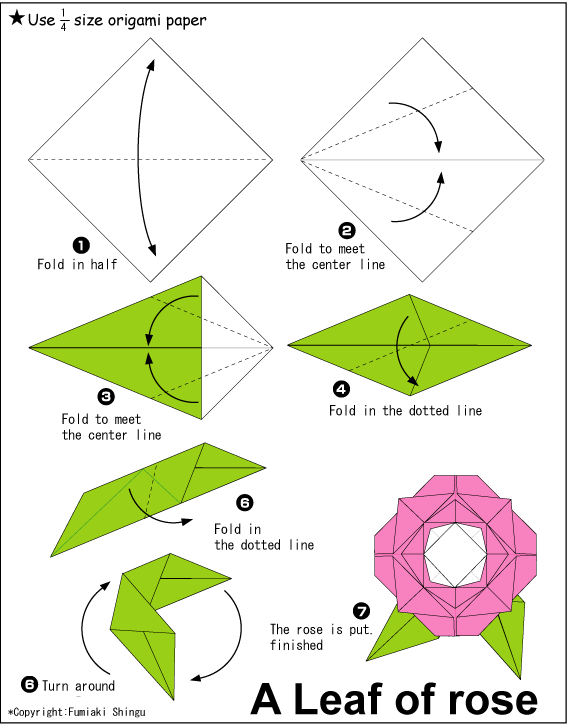 Rose - Easy Origami instructions For Kids