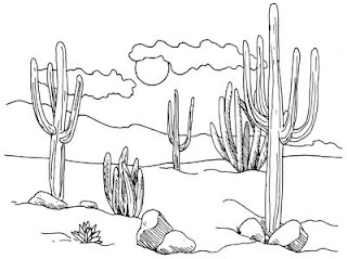 Langkah 4. Cara mudah sketsa/Menggambar pemandangan gurun berkaktus