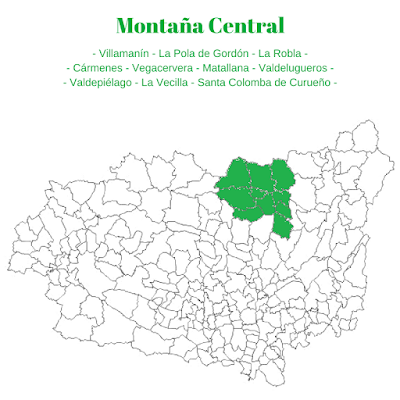 Mapa Comarca de la Montaña Central (León)