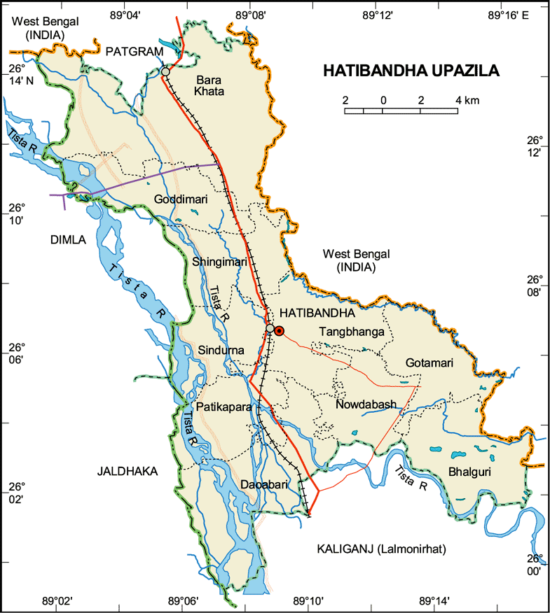 Hatibandha Upazila Map Lalmonirhat District Bangladesh