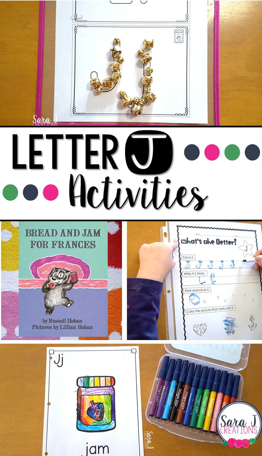 Letter J Activities that would be perfect for #preschool or #kindergarten. Art, fine motor, literacy and #alphabet practice all rolled into #Letter J fun. #sarajcreations