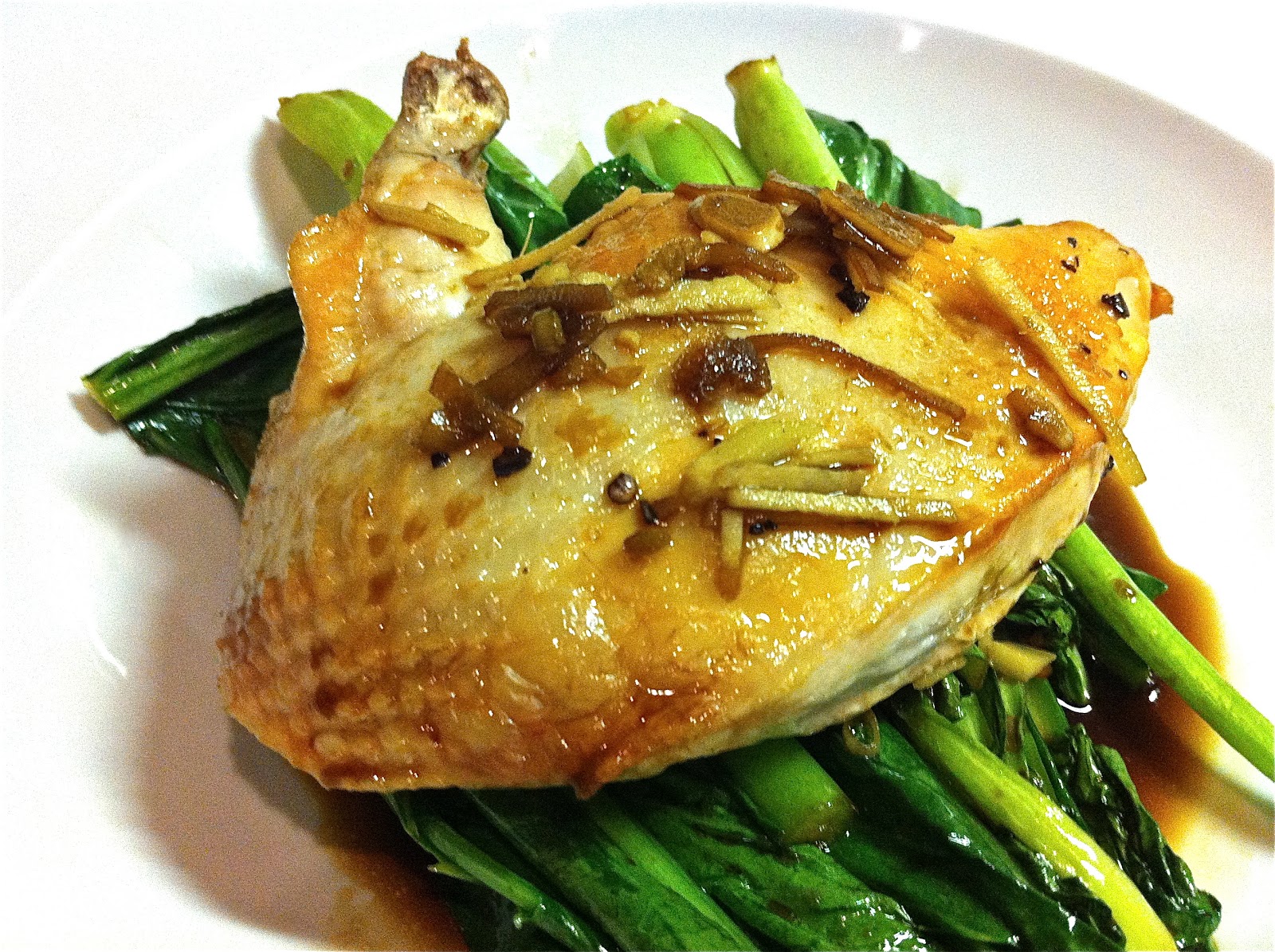 Behind The Burners BREAST OF CHICKEN WITH BABY GINGER AND GAI LAN