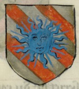 manuscrit Français 12597 : Les noms, armes et blasons des chevaliers et compaignons de la Table ronde, au temps que ils jurèrent la Queste du Sainct Graal... . (extrait) - Date d'édition : 1401-1500. Bibliothèque nationale de France, Département des manuscrits Paris