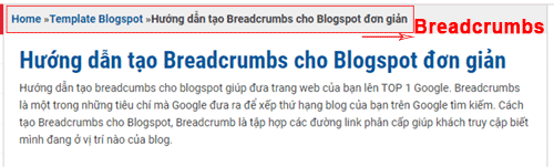 Hướng dẫn tạo Breadcrumbs cho Blogspot đơn giản