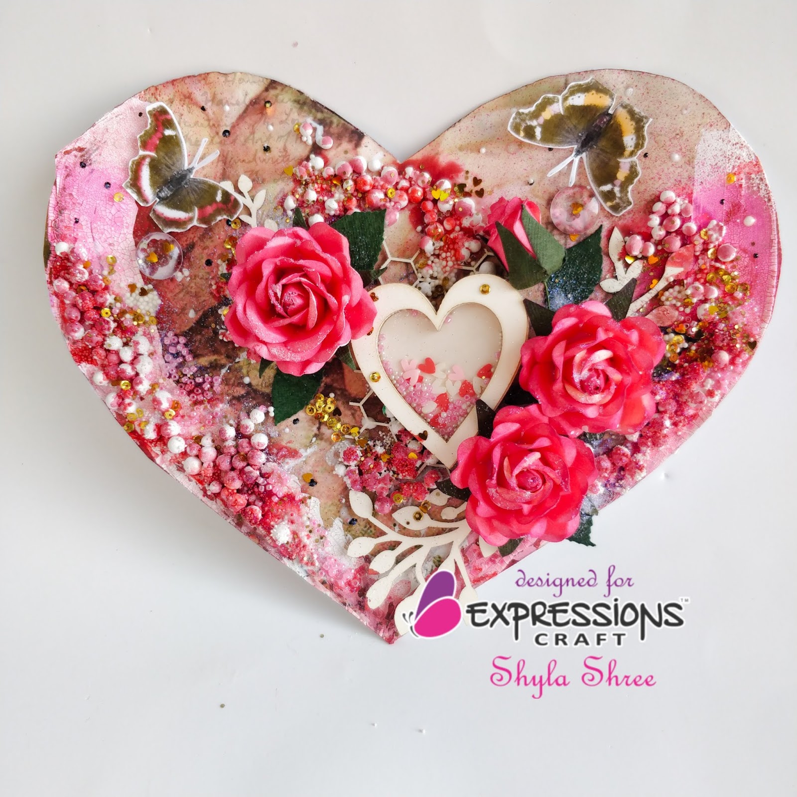 Expressions Craft Heart shaped mixed media layout