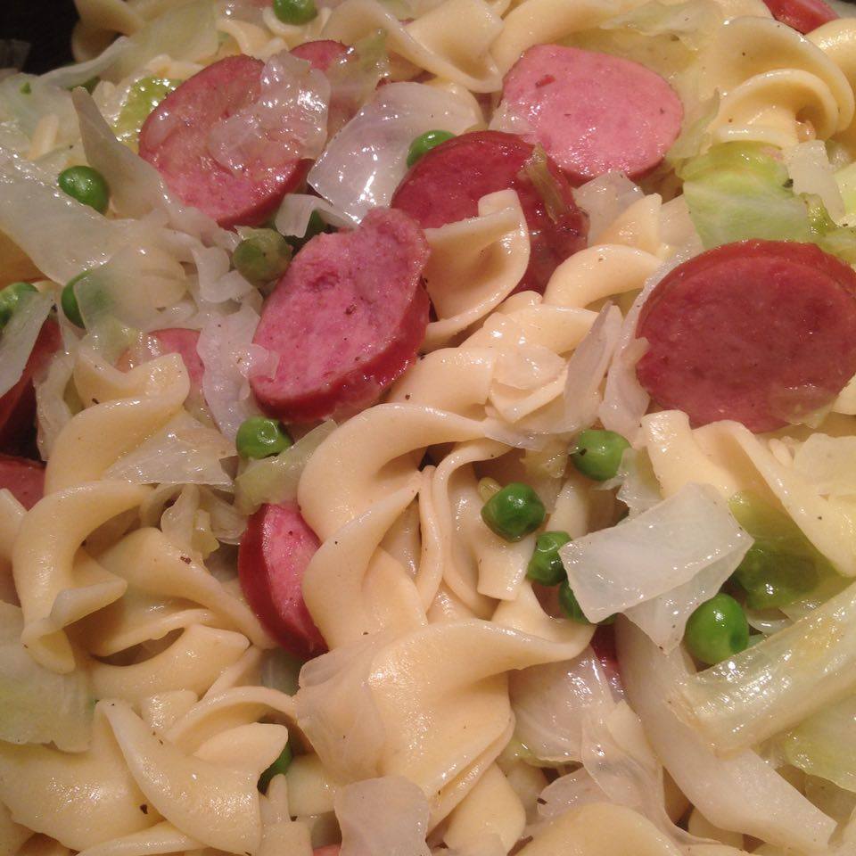 CherieZ Recipes Cabbage Sausage and Noodles