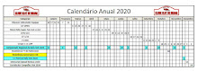 Calendário das provas para o ano de 2020