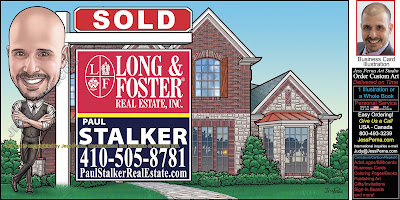 Long & Foster Sold Sign Business Card Caricature