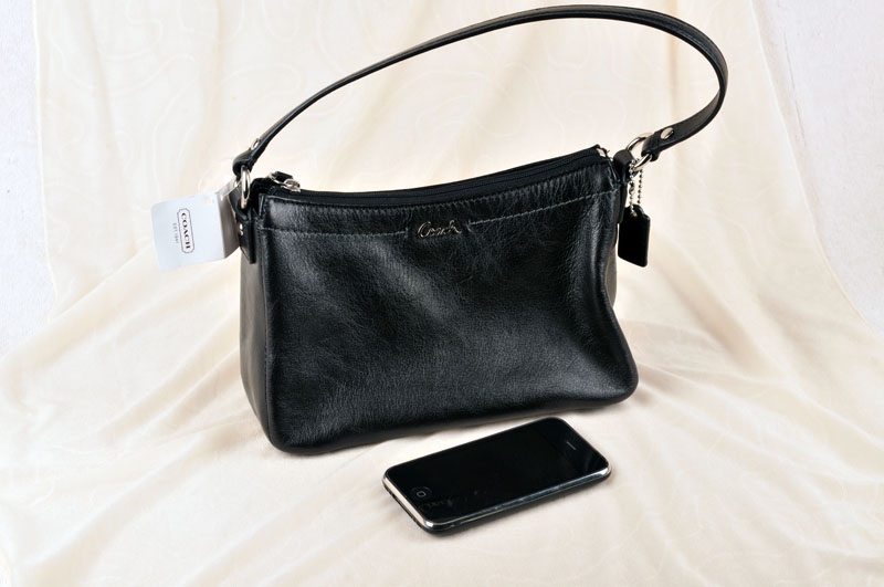 Branded Bags Malaysia: RM380 - COACH F45610 Black Leather Top Handle Purse Bag
