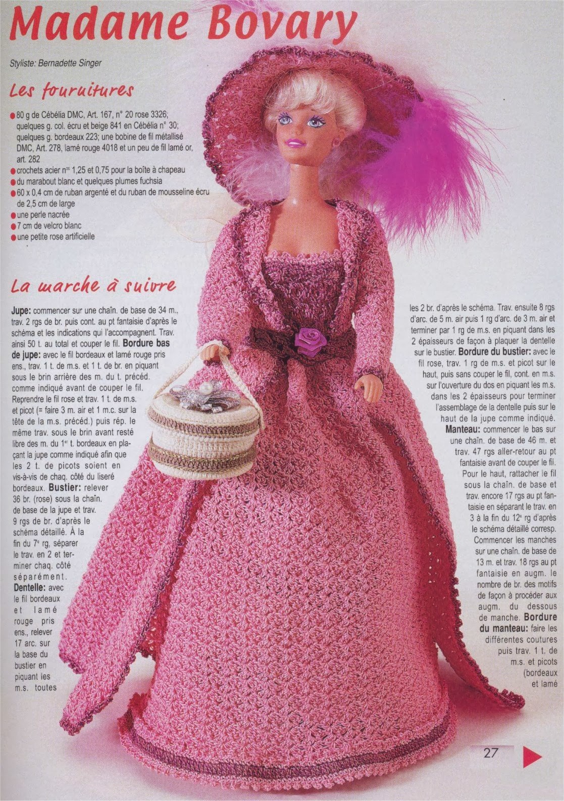 Crochê Barbie - Vestido Retrô de Crochê Para Barbie Por Pecunia