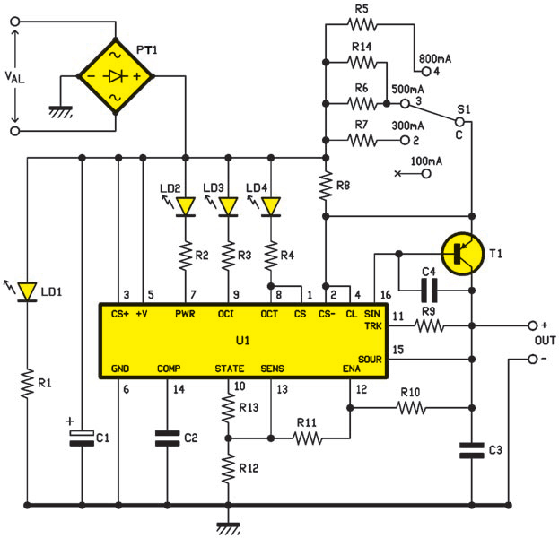 Figure 4 Schéma électrique du chargeur d’accus plombgel