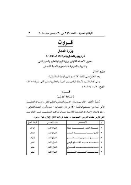 ننشر... القرار 9643 لسنة 2015 بخصوص منح الضبطية القضائية للأعضاء بمديريات التعليم لغلق مراكز الدروس الخصوصية Modars1.com-n17