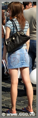 Girl in jean skirt on the street