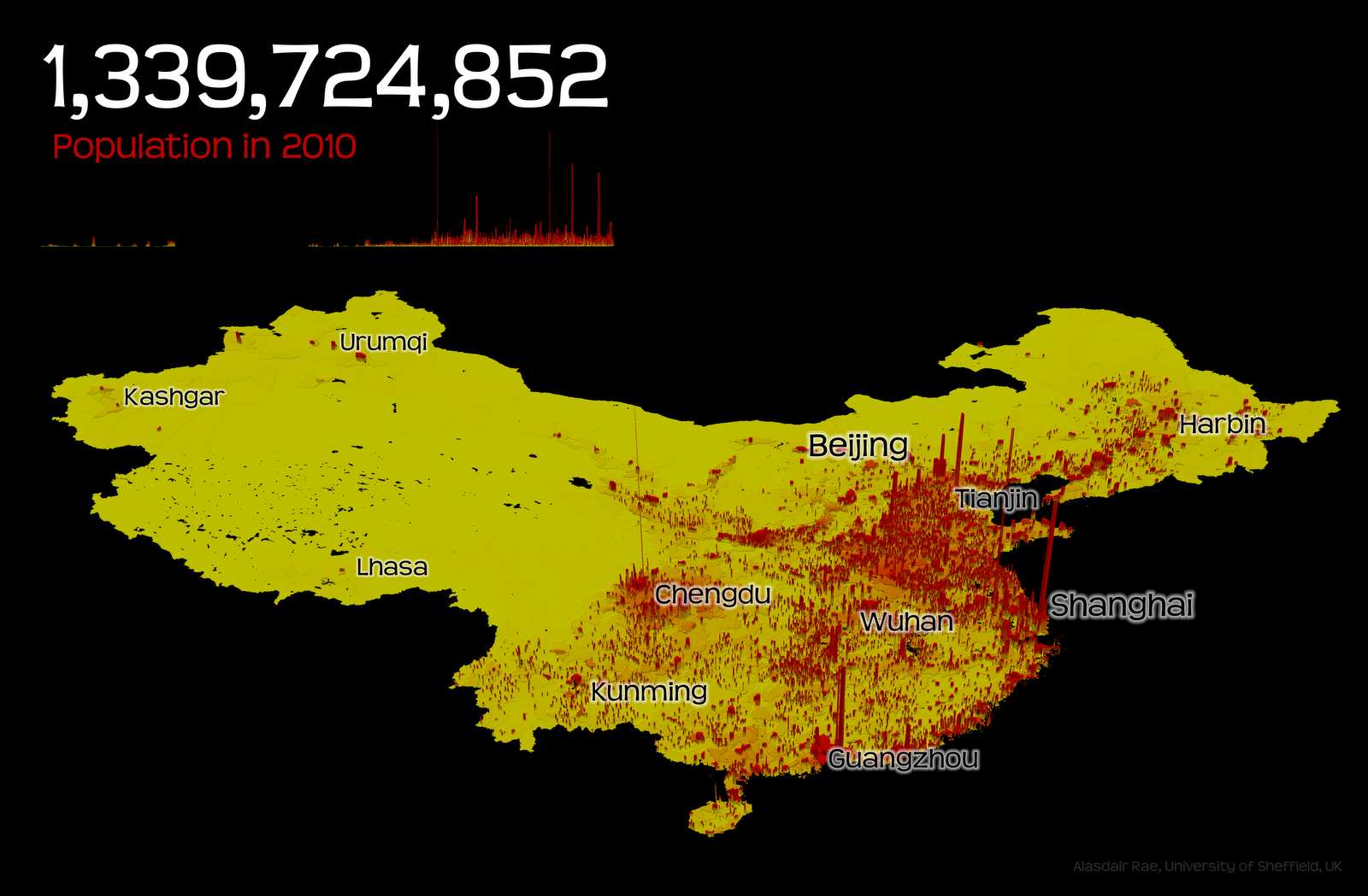 Thriller Velmi rozzlobený metan china population density map Gladys ...